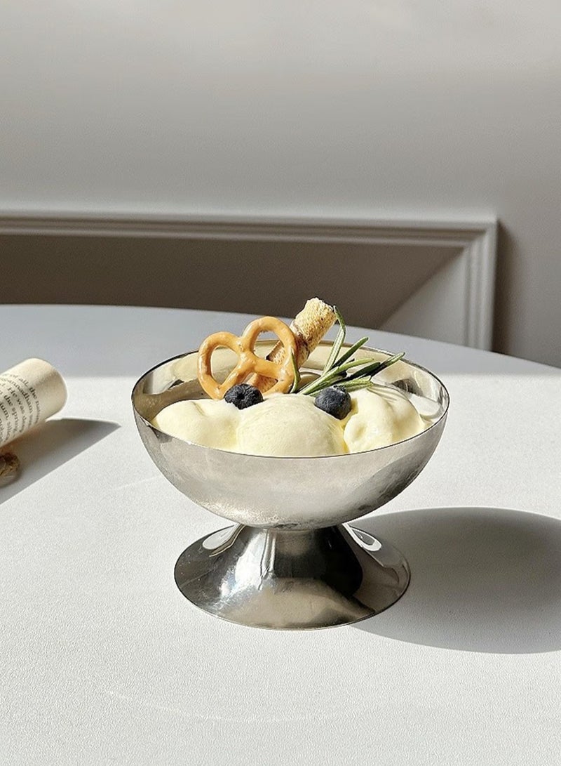 YelaJoy 2Pcs Stainless Steel Ice Cream Bowls with 2 Forks - Footed Small Round Dessert Cups for Sundae, Yogurt, Fruit & Pudding - Image 5