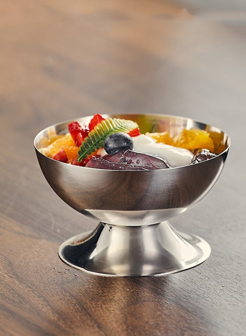 YelaJoy 2Pcs Stainless Steel Ice Cream Bowls with 2 Forks - Footed Small Round Dessert Cups for Sundae, Yogurt, Fruit & Pudding - Image 4