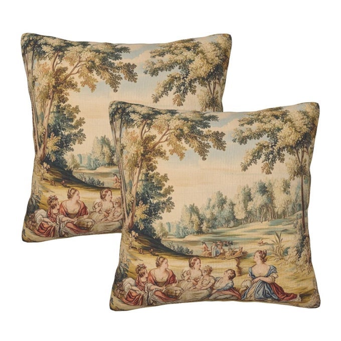 VINTAGE FRENCH COUNTRY THROW PILLOW COVERS SET OF 2 COUCH PILLOW CASE DECORATION CUSHION COVERS FOR SOFA HOME LIVING ROOM BEDROOM OUTDOOR 18X18 INCH