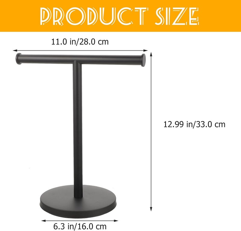 Healifty Matte Black Countertop Towel Rack with Balanced Base, Metal Hand Towel Holder for Bathroom and Vanity Use - Image 2