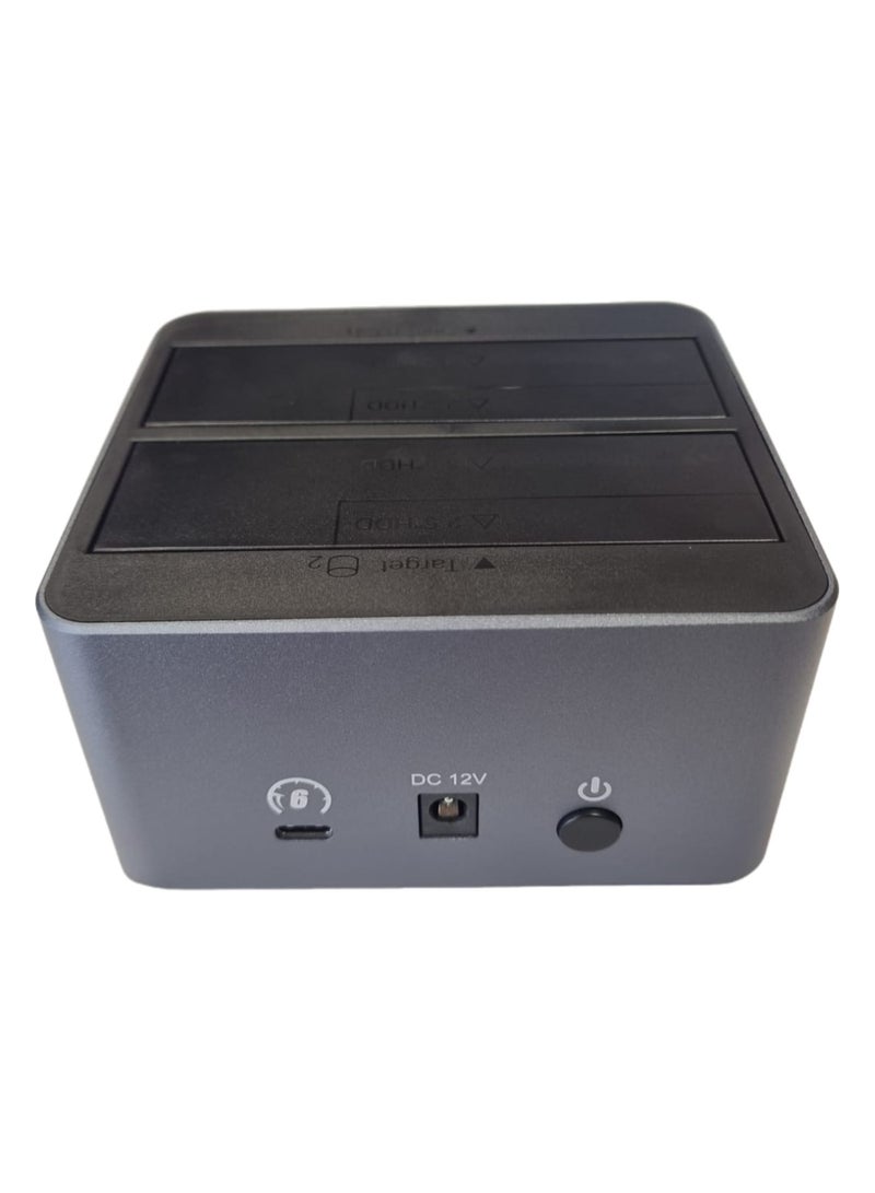 Dual Bay HDD Docking Station – USB 3.2 Type-C, Supports 2.5”/3.5” SATA SSD/HDD, 6Gbps Speed, 20TB Max, One-Click Offline Clone