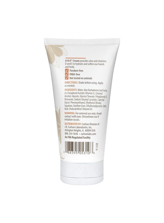 Carlson ADE Hand and Body Cream, Moisturizing Lotion for Dry Skin, Avocado Oil, Vitamins D and E, 20,000 IU Vitamin D, 10,000 IU Vitamin E, (Unscented, 4 Ounce) - Image 2