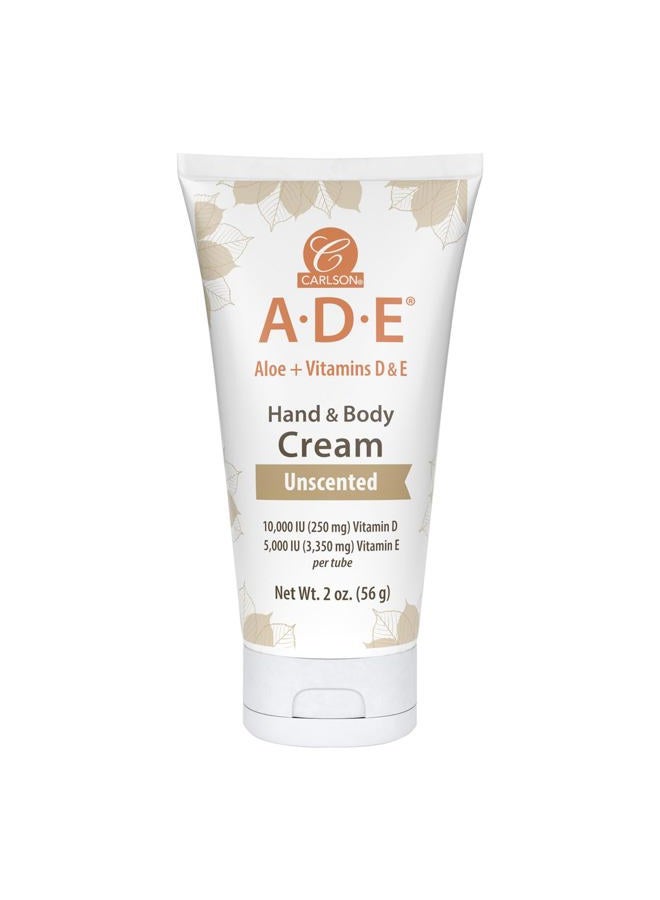 Carlson ADE Hand and Body Cream, Moisturizing Lotion for Dry Skin, Avocado Oil, Vitamins D and E, 20,000 IU Vitamin D, 10,000 IU Vitamin E, (Unscented, 4 Ounce) - Image 1