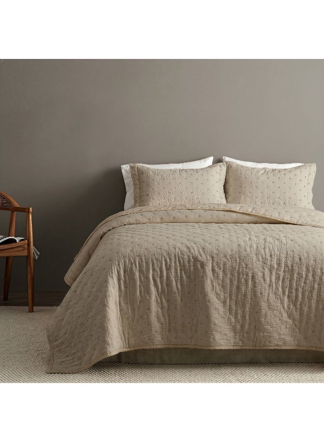 Morano Elegence 3 pieces Bedspread set 260 X 240 cm 2 pillow cases 50 X 70 | Hollow Fiber Fill, Ultrasonic Quilting, 2 Pillowcases Included, Machine Washable, 3-Ply Construction - Image 1