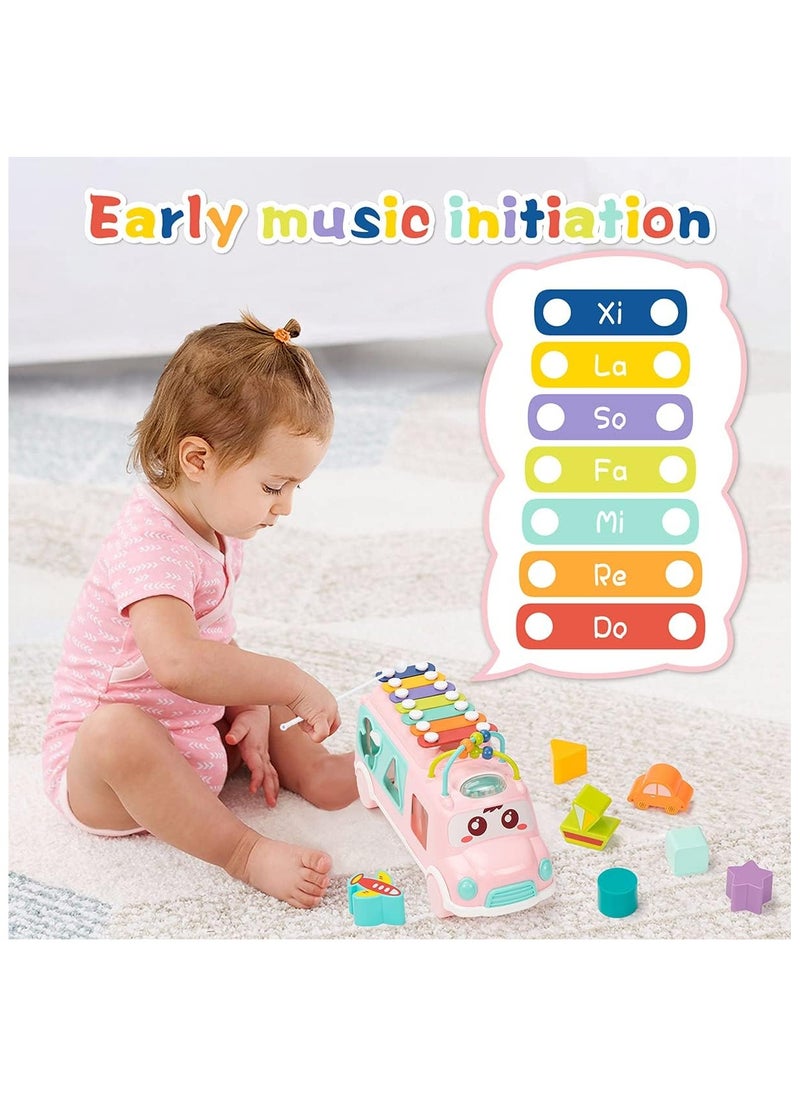 HUANGER Baby Toy 12-18 Months,Bus Xylophone for Kids Toy, Baby Toys for 1 Year Old Boys and Girls with Building Blocks, Musical Toys for Toddlers 1-3, Early Educational Toys for Festival  - Image 2