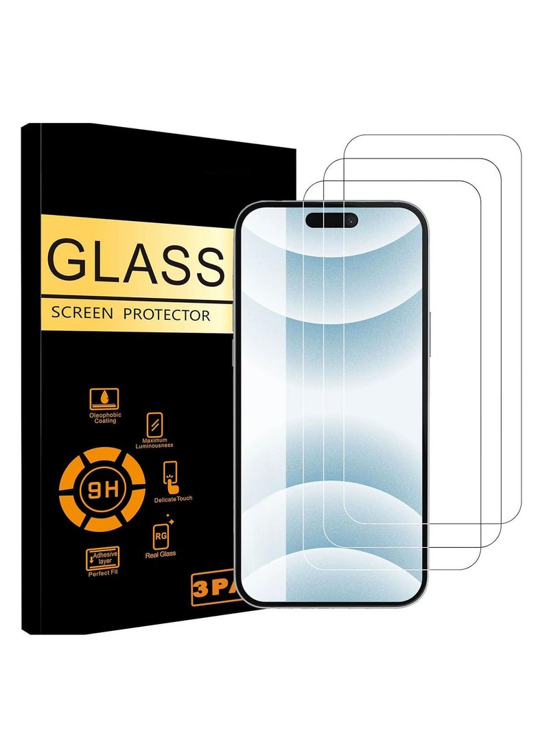 iPhone 16 Plus 9H Tempered Glass Screen Protector, 3-Pack, Ultra Clear, Scratch Resistant, Anti-Fingerprint, Case-Friendly, Includes Installation Tools - Image 1