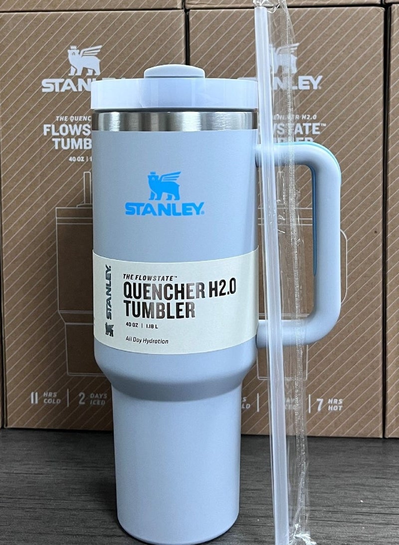 Stanley Quencher H2.0 FlowState Stainless Steel Vacuum Insulated Tumbler with Lid and Straw for Water, Iced Tea or Coffee, Smoothie, Rose Quartz, 40 oz