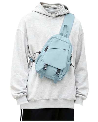 SEAFEW Light Blue Sling Bag for Men Women Small Anti Theft One Strap Motorcycle Backpack Sling Tactical Chest Bag for Swimming Diving Outdoor Sports - Image 1
