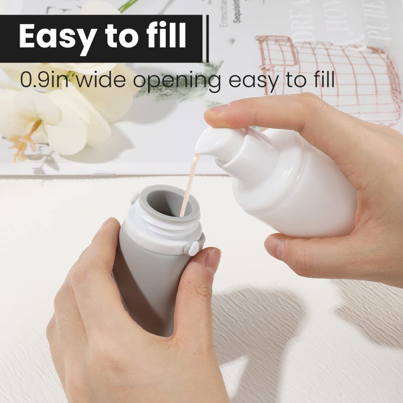 RONRONS Silicone Travel Bottles, 2oz Leak Proof Salad Container for Lunch, Travel Bottles for Toiletries TSA Approved Container for Shampoo Conditioner (2 Pieces) - Image 4