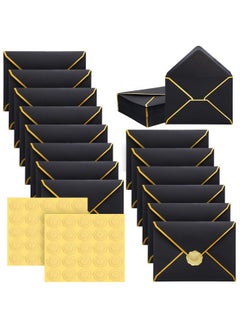 50 Pcs A7 Envelopes 5 X 7 Card Envelopes And 50 Pcs Gold Embossed Wax Seal Envelopes Self Adhesive V Flap Envelopes With Gold Border For Graduation Invitation Wedding Greeting (Black)