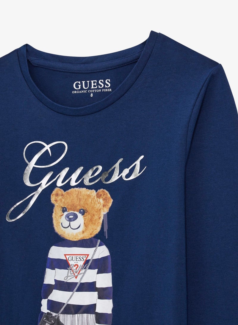 GUESS Kids Slogan Crew neck T-Shirt - Image 3