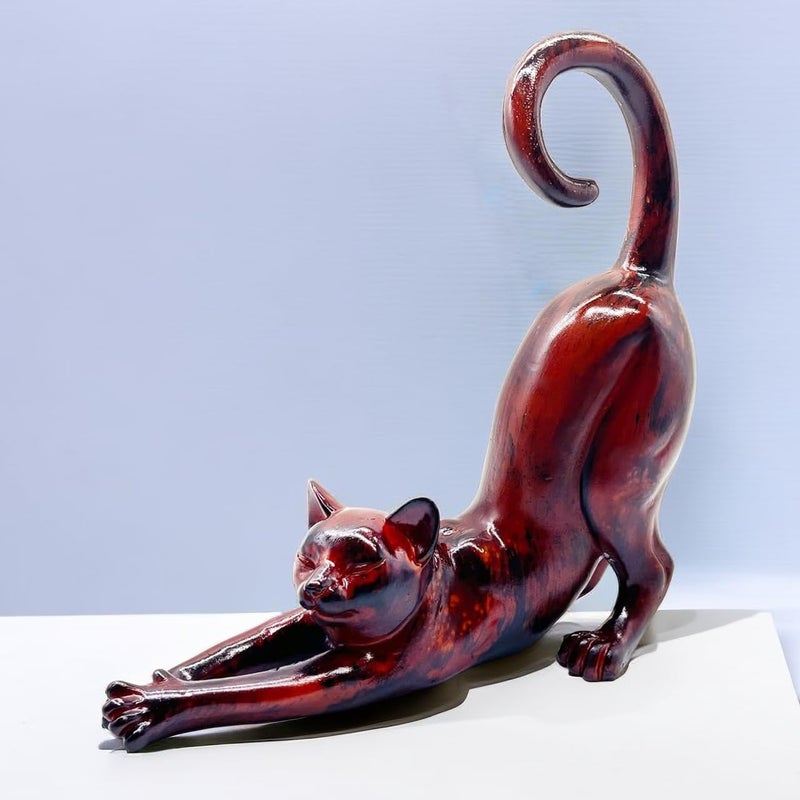 SHTWX Cat Stretching Statue Figurine Sculpture Gifts for Cat Lover Art Cat Office Home Decor Desk Accessories Decoration - Image 4