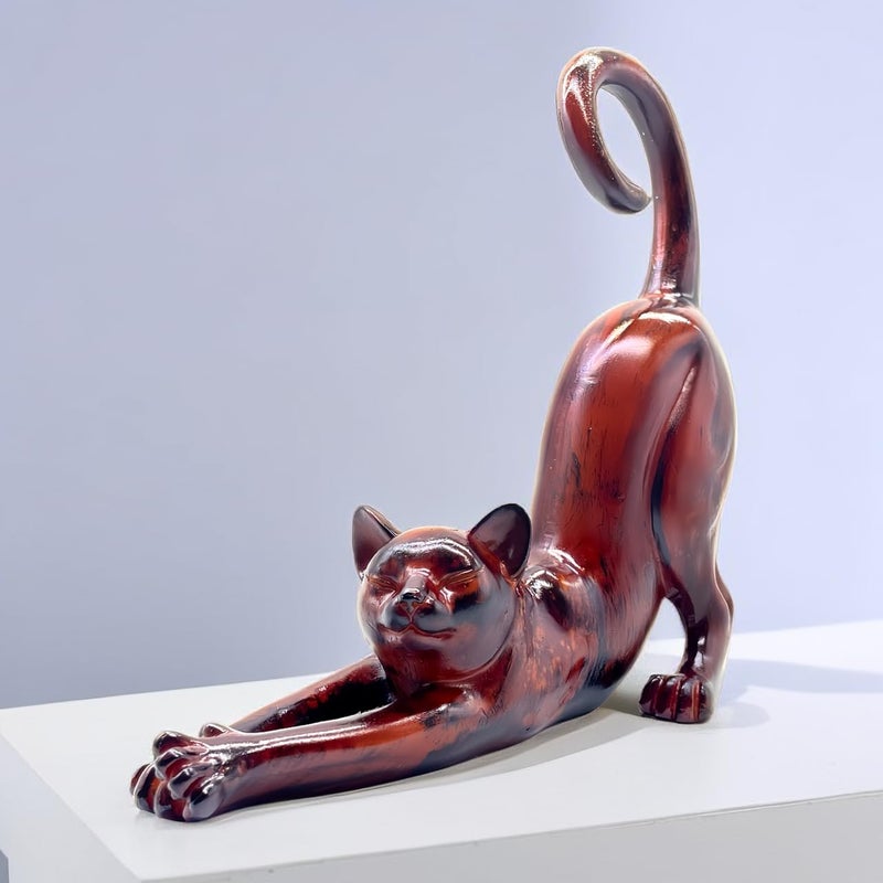 SHTWX Cat Stretching Statue Figurine Sculpture Gifts for Cat Lover Art Cat Office Home Decor Desk Accessories Decoration - Image 5