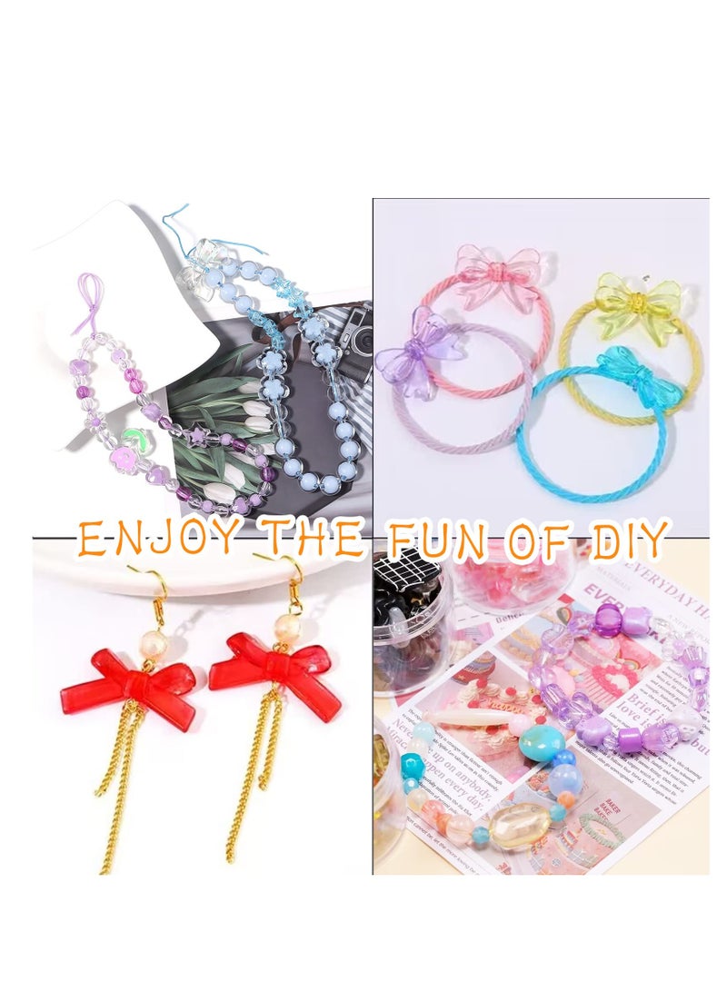 SYOSI 90~150 Acrylic Beads for Jewelry Making, Colorful Assorted Beads Cute Kawaii Aesthetic Beads for Bracelets Making Flower Butterfly Beads Bulk Necklaces DIY Mobile Phone Chains, Three Colors - Image 4