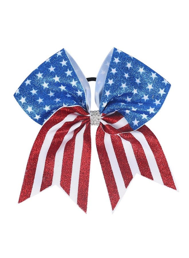 BBTDIN Independence Day Cheer Bow Patriotic Cheerleader Hair Bows America Flag Bows JHH36 (Glitter Bow-A) - Image 1