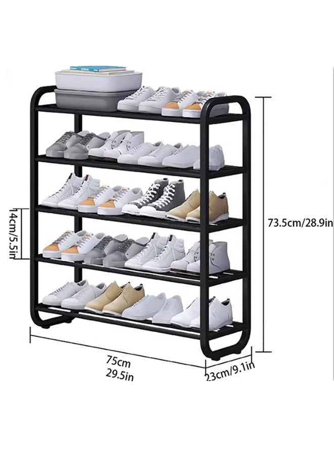 Generic 5 Tier Shoe Rack,Metal Shoe Organizer, Shoe Shelf, 20-25 Pairs Shoe Holder, Widen Free Standing Shoe Storage for Big Size & High Heels (Black)  - Image 2