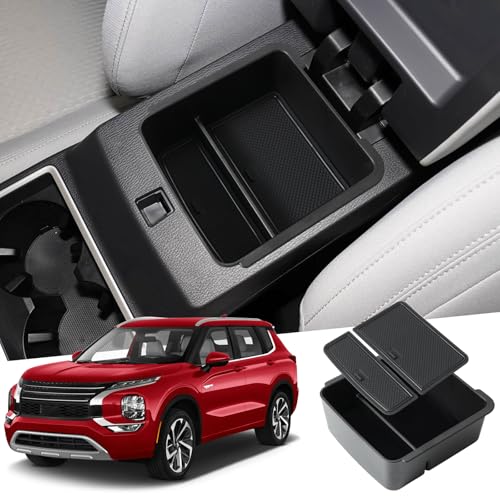 KIMCARLEY Center Console Organizer Tray for Mitsubishi Outlander 2022-2025 2026 Accessories (NOT for Outlander Sport), Armrest Storage Box Insert Tray with Non-Slip Smooth Silicone Liners Car Organizer - Image 1