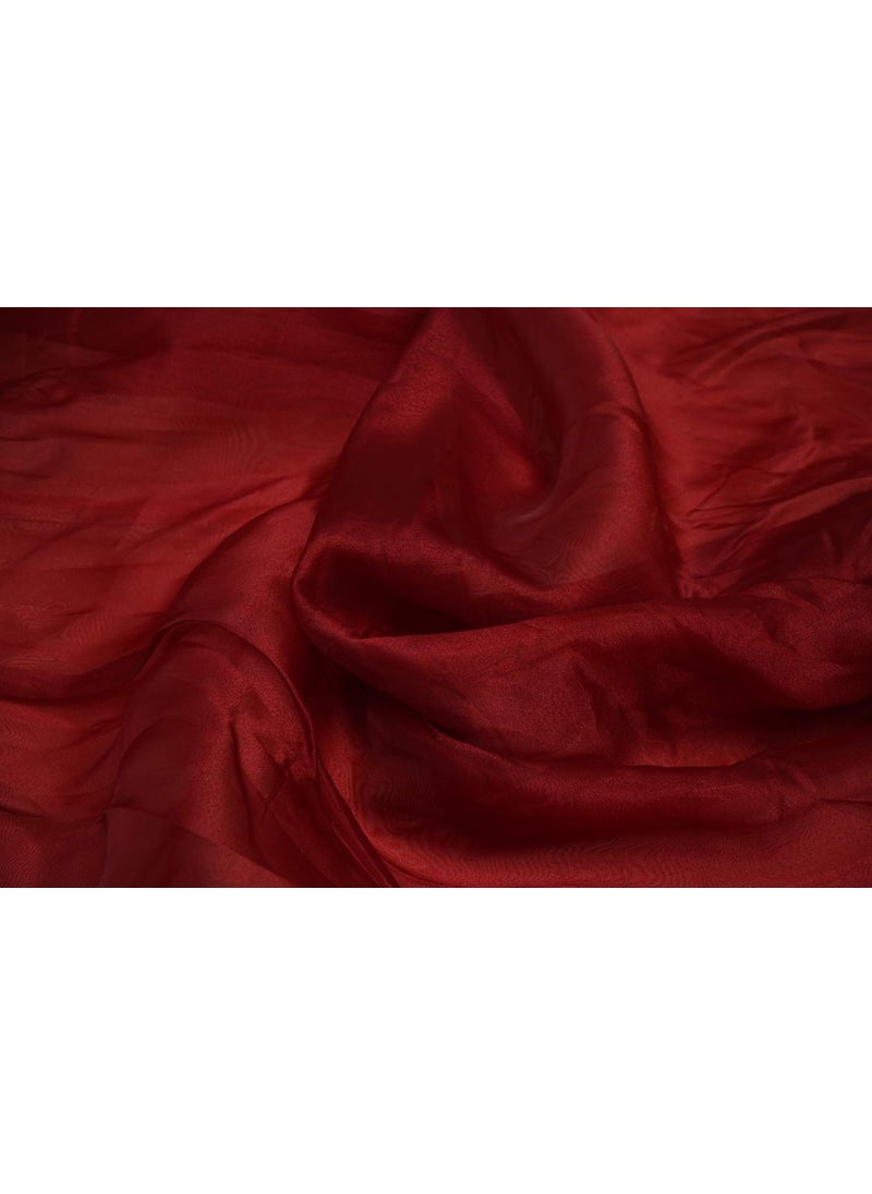 Pehnava Fab studio - Pehnava Fab Studio Tissue Organza Fabric for Dress Cloth Material for Use in Fancy Garments Making Frocks GownsDresses and Also Wrapping Party Wedding DecorationsDark Red2 Meter - Image 1