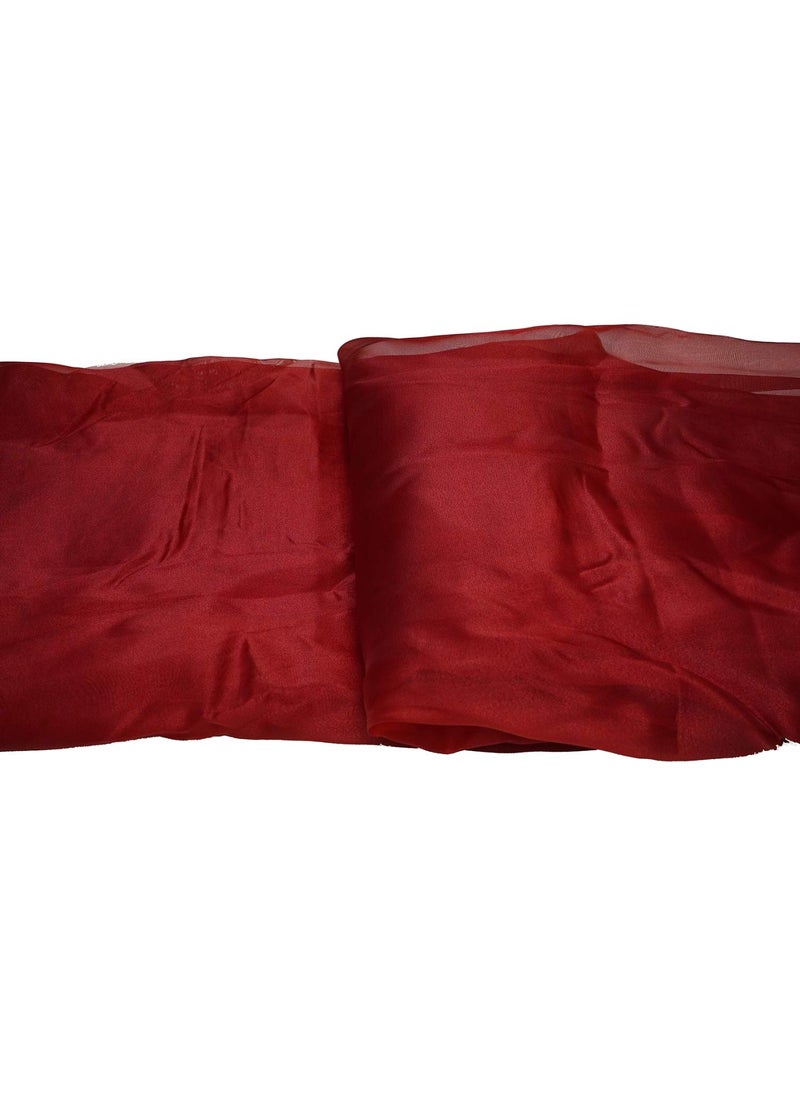 Pehnava Fab studio - Pehnava Fab Studio Tissue Organza Fabric for Dress Cloth Material for Use in Fancy Garments Making Frocks GownsDresses and Also Wrapping Party Wedding DecorationsDark Red2 Meter - Image 1