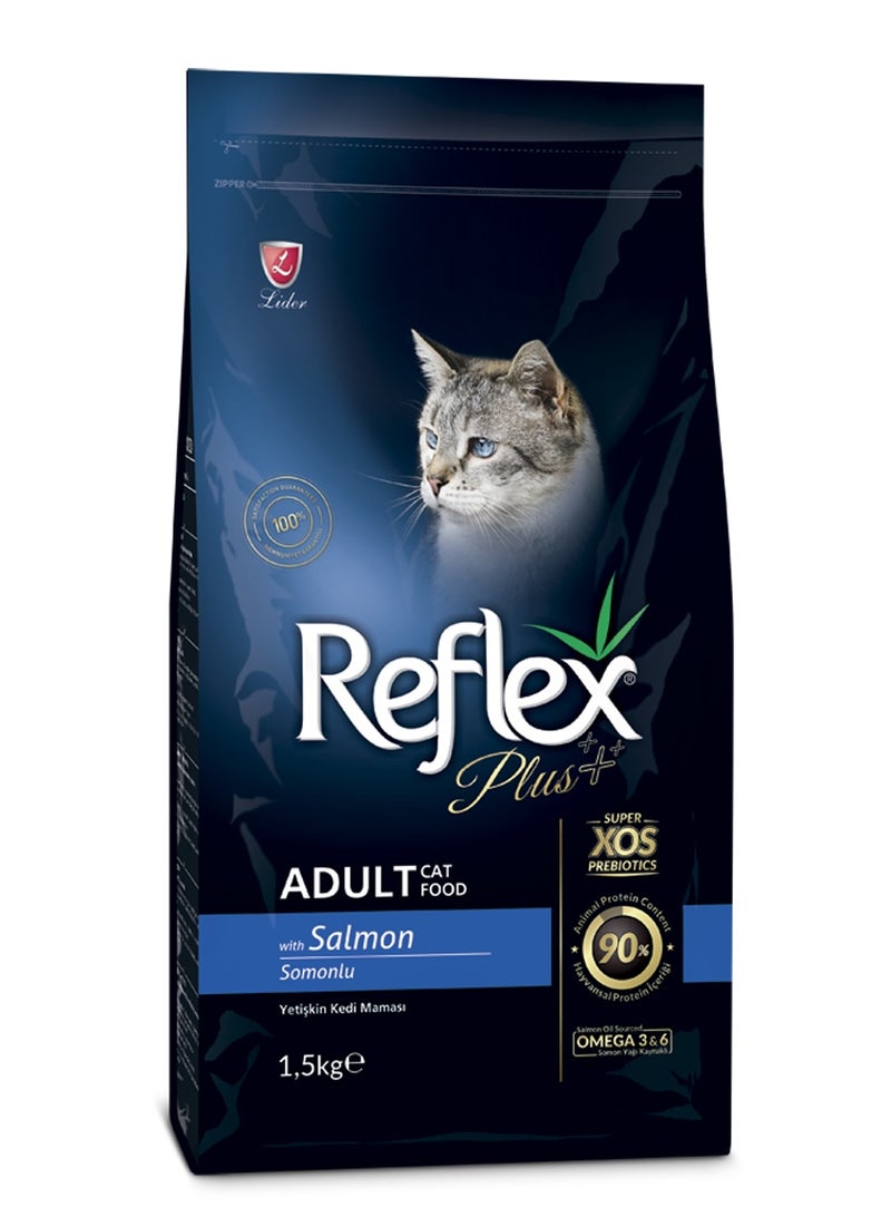 ريفليكس طعام ريفلكس بلس للعناية بالبشرة للقطط البالغة مع سمك السلمون 1.5kg - Image 1