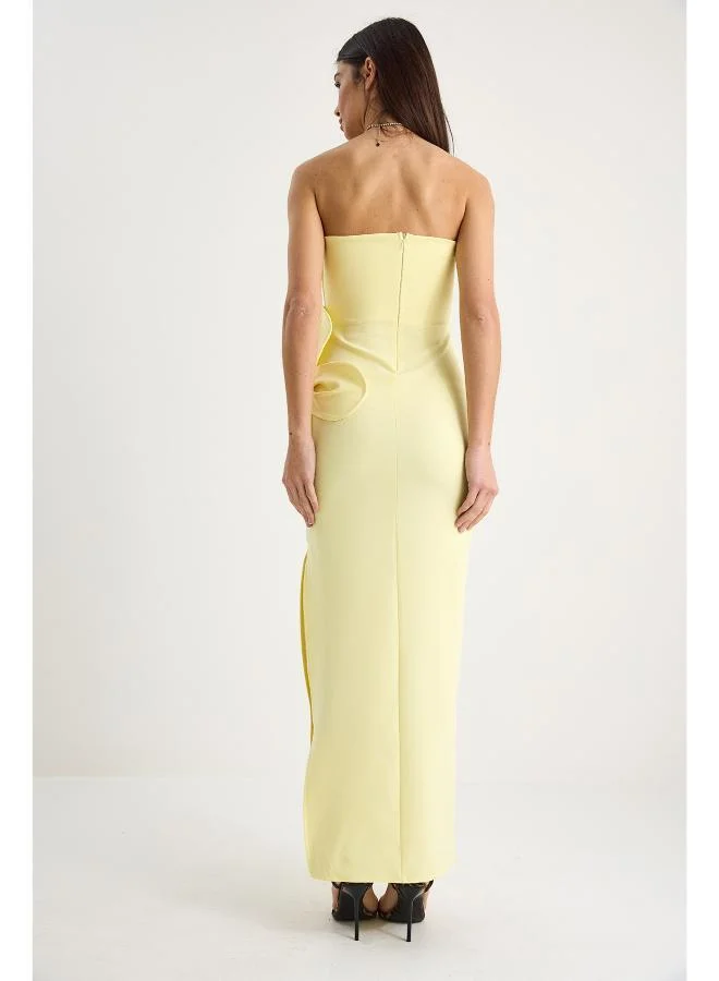 Ginger Bandeau Bodycon Dress with 3D Flower