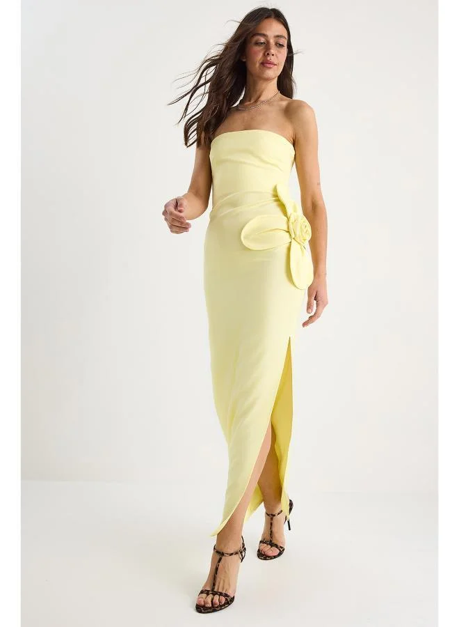 Ginger  Bandeau Bodycon Dress with 3D Flower for Women | Best Price UAE