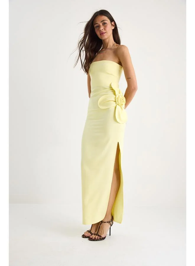 Ginger  Bandeau Bodycon Dress with 3D Flower for Women | Best Price UAE