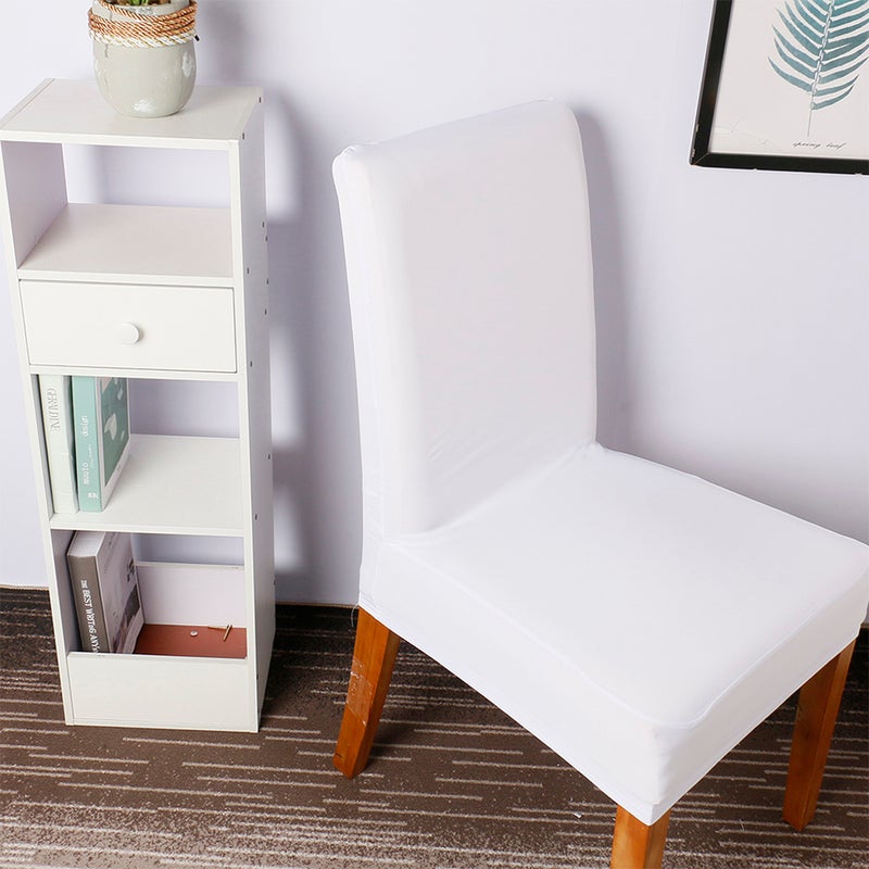 White Solid Color Chair Cover Milk Silk Chair Slipcover Removable Washable Chair Protector for Dining Room Restaurant Bar - Image 5