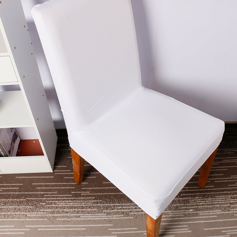 White Solid Color Chair Cover Milk Silk Chair Slipcover Removable Washable Chair Protector for Dining Room Restaurant Bar - Image 4