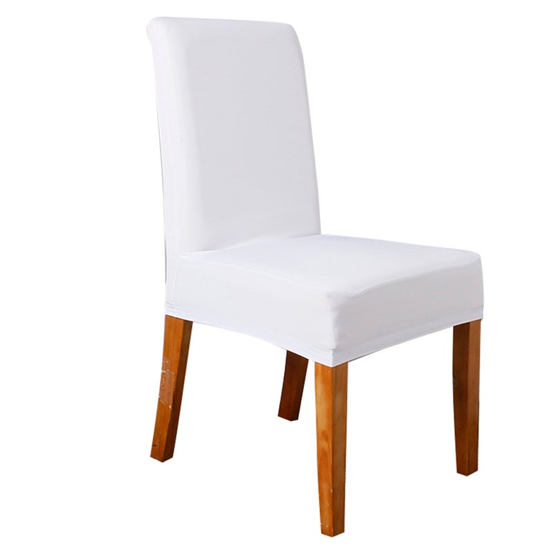 White Solid Color Chair Cover Milk Silk Chair Slipcover Removable Washable Chair Protector for Dining Room Restaurant Bar - Image 1