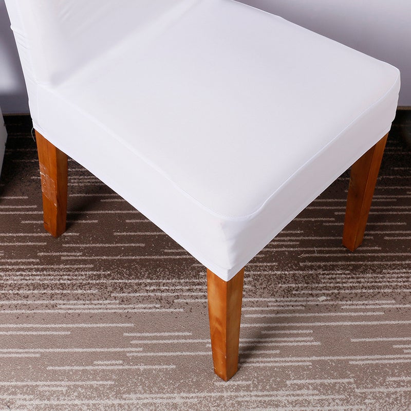 White Solid Color Chair Cover Milk Silk Chair Slipcover Removable Washable Chair Protector for Dining Room Restaurant Bar - Image 3