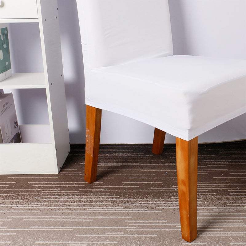 White Solid Color Chair Cover Milk Silk Chair Slipcover Removable Washable Chair Protector for Dining Room Restaurant Bar - Image 2