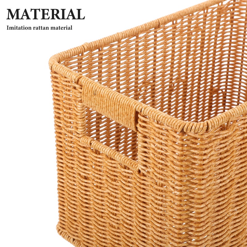 Rectangular Imitation Rattan Storage Basket: Narrow Spaces Decorative Organizer for Kitchen Bathroom, Bedroom - Woven Storage Bin for Sundries - Image 2