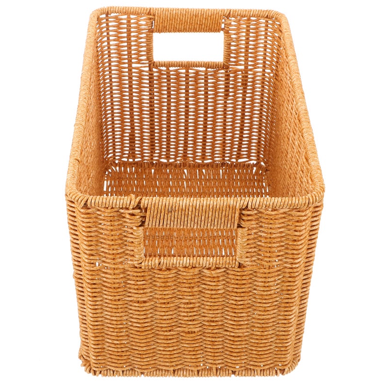 Rectangular Imitation Rattan Storage Basket: Narrow Spaces Decorative Organizer for Kitchen Bathroom, Bedroom - Woven Storage Bin for Sundries - Image 1