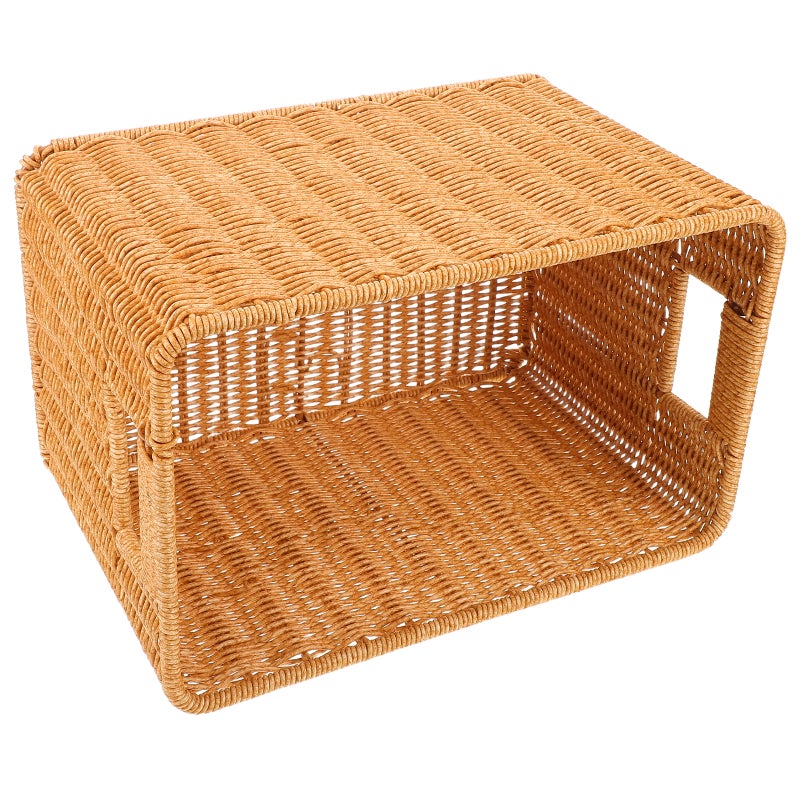 Rectangular Imitation Rattan Storage Basket: Narrow Spaces Decorative Organizer for Kitchen Bathroom, Bedroom - Woven Storage Bin for Sundries - Image 5