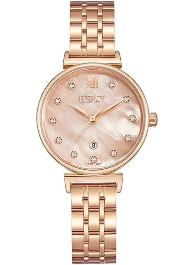 إكستاسي Ecstacy Women'S Gl12 Movement Watch, Analog Display And Stainless Steel Strap - E23506-Rbkmk, Two Tone Rose Gold
