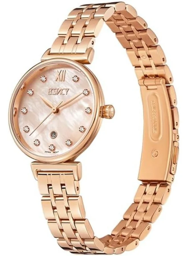 إكستاسي Ecstacy Women'S Gl12 Movement Watch, Analog Display And Stainless Steel Strap - E23506-Rbkmk, Two Tone Rose Gold