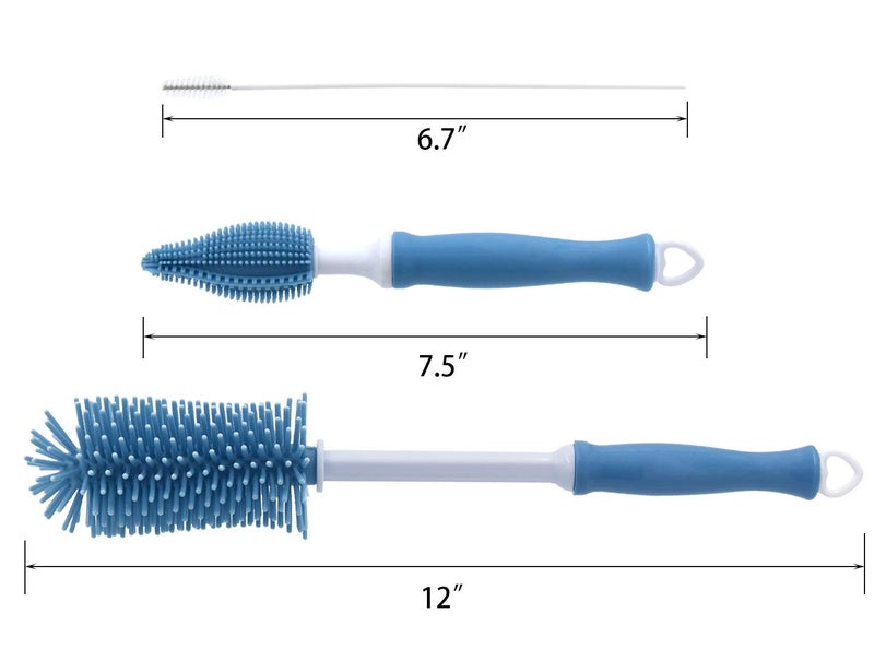 Auerllcy Silicone Cleaning Brush, 12" Long Handle Water Bottle Cleaner for Baby, Sports, Vase, Glassware, and Smaller Diameter Openings - Image 2