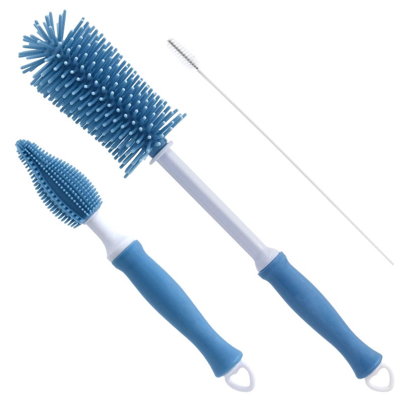 Auerllcy Silicone Cleaning Brush, 12" Long Handle Water Bottle Cleaner for Baby, Sports, Vase, Glassware, and Smaller Diameter Openings - Image 1