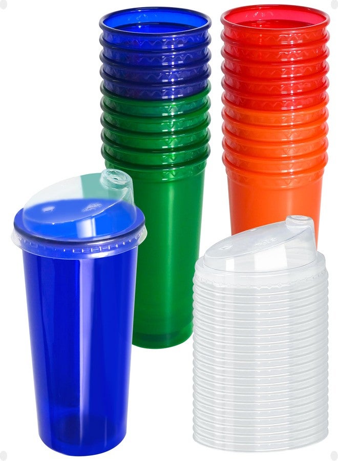 EcoDispose 12 oz Kids Cups, 20 Count Plastic Spill Proof Party Cups, BPA-Free, Assorted 4 Colors for Party, Picnic,Travel & Home Use (20 Pack) - Image 1