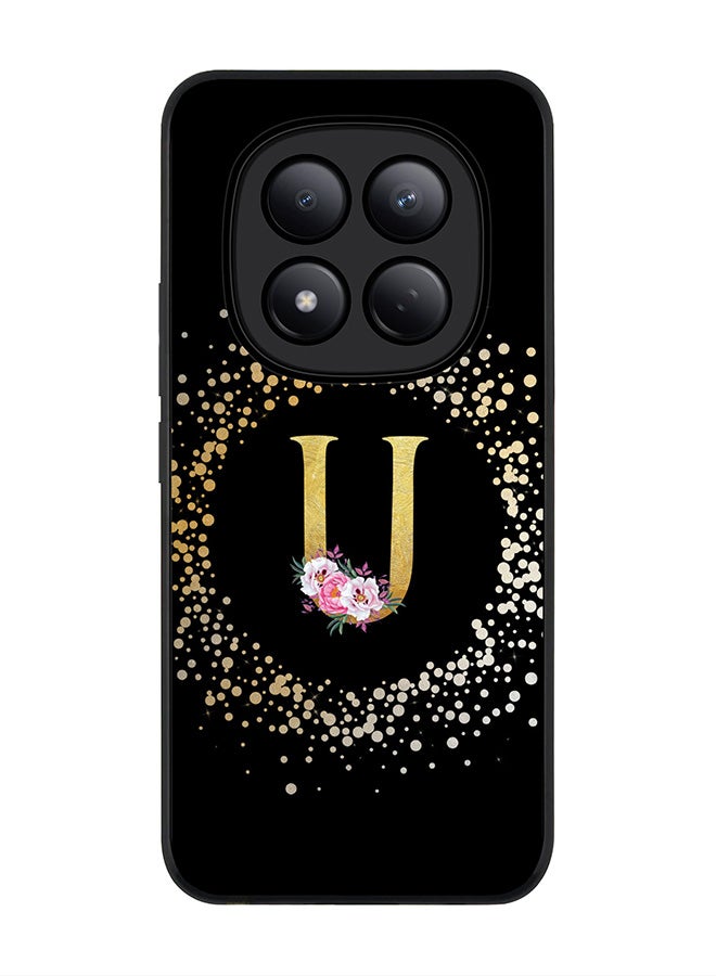 For Xiaomi Redmi Note 15 Pro 4G Case,Slim fit Camera Protection, Shockproof Thin Phone cover  - Custom Monogram Floral - U ( Black )