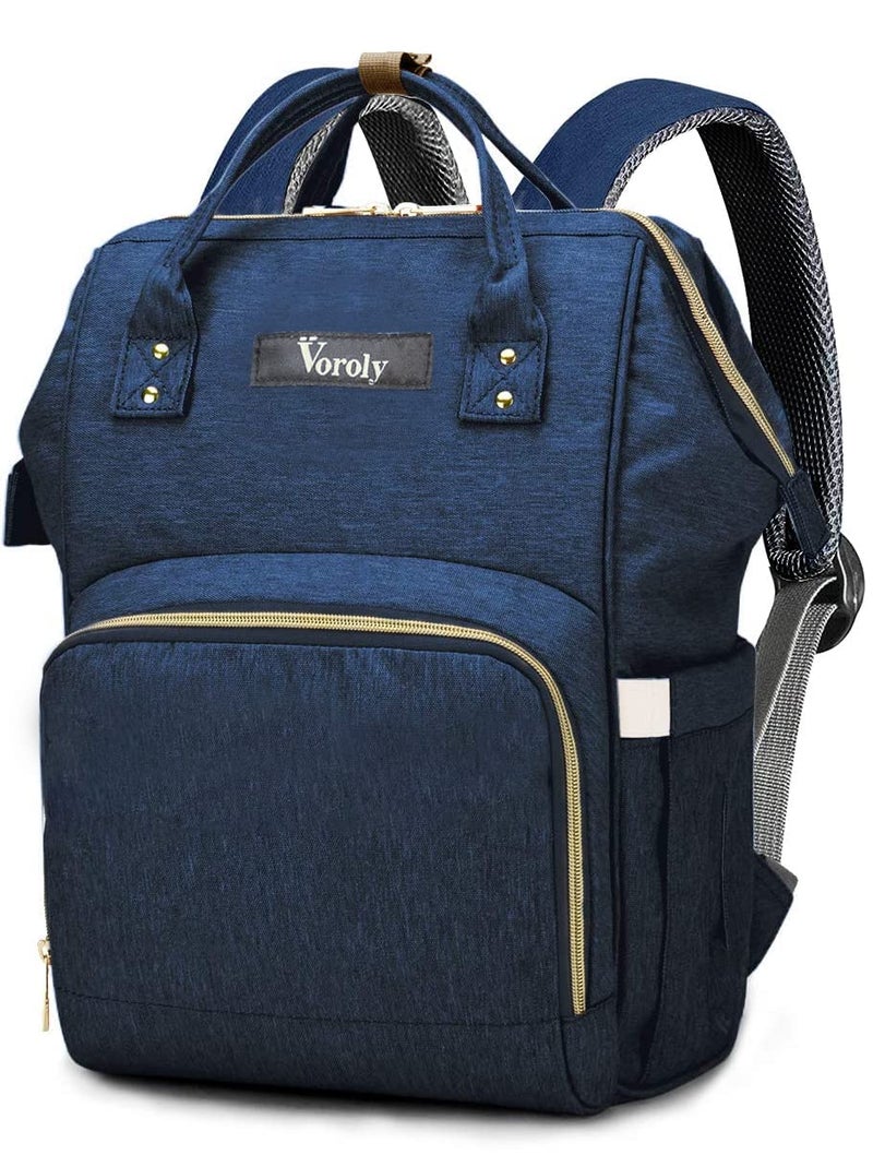 Voroly 2 Compartments Baby Diaper Bag Backpack Waterproof Large Capacity Insulation Travel Back Pack Nappy Bags Organizer, Multi-Function, Fashion and Durable, Navy Blue, 24 Litres - Image 1