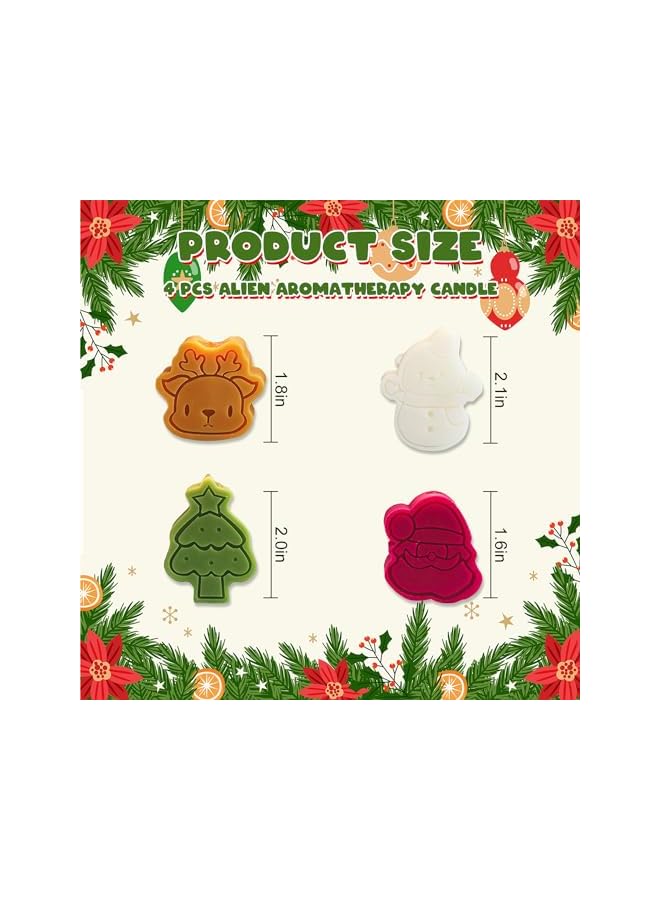 Green Tiger Christmas Scented Candles, Set of 4 – Mini Aromatherapy Christmas Tree Santa Claus Elk Snowman Shaped Candle Christmas Gift Box – Christmas Candles Scented Soy Wax - Image 2