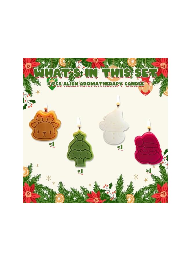 Green Tiger Christmas Scented Candles, Set of 4 – Mini Aromatherapy Christmas Tree Santa Claus Elk Snowman Shaped Candle Christmas Gift Box – Christmas Candles Scented Soy Wax - Image 3