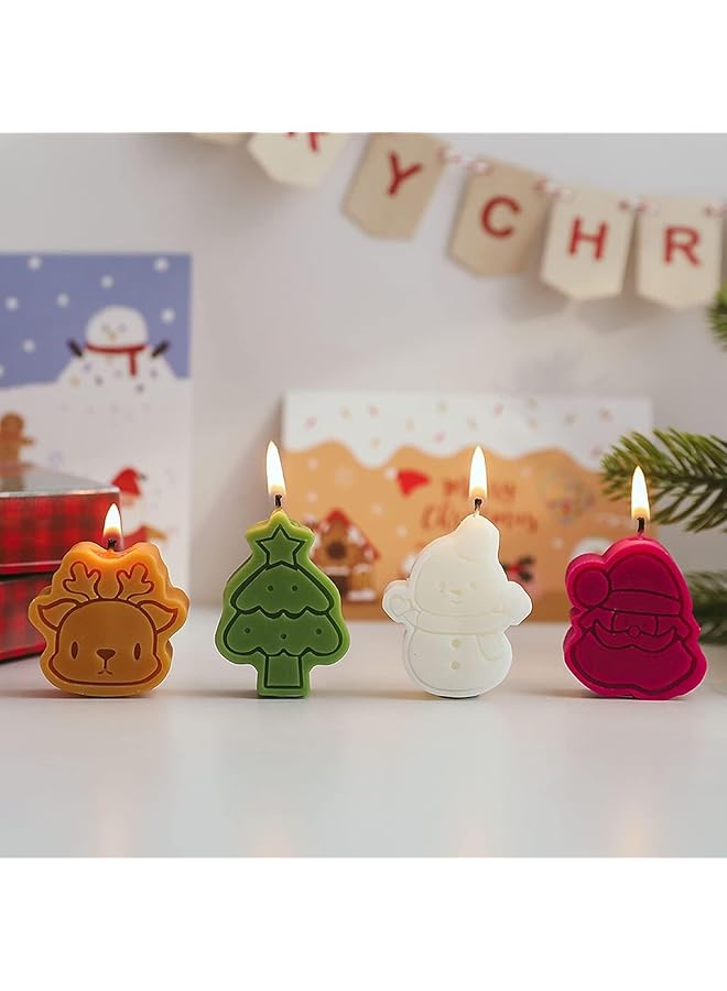 Green Tiger Christmas Scented Candles, Set of 4 – Mini Aromatherapy Christmas Tree Santa Claus Elk Snowman Shaped Candle Christmas Gift Box – Christmas Candles Scented Soy Wax - Image 1