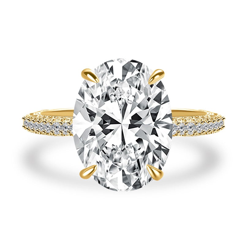 RODIFFY 5.0/8.0CT Excellent Oval Cut Engagement Ring,D-Color VVS Big CZ Gemstone S925 Promise Ring (Golden,5CT, 6) - Image 1