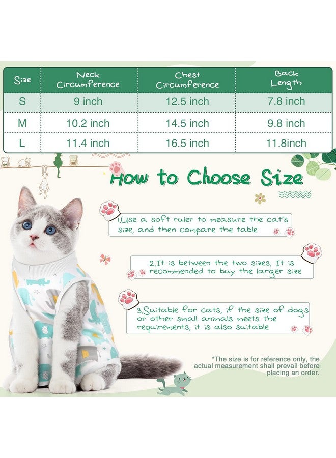Nuanchu 3 Pieces Cat Recovery Suit Kitten Recovery Suit E-Collar Alternative for Cats and Dogs Abdominal Skin Anti Licking Pajama Clothes Sets(Cute Pattern,Small) - Image 3