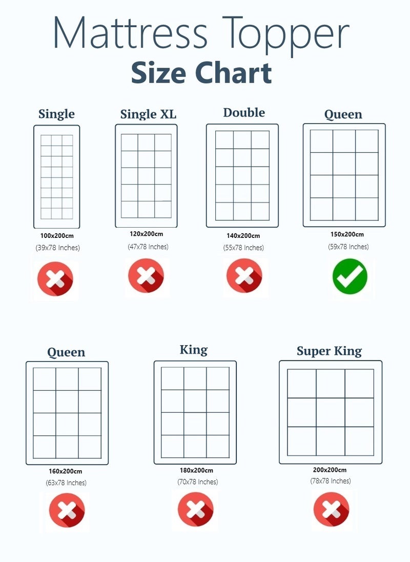 Blueberry Top Quality Box Stiched Cotton Mattress Topper With 4 Corner Elastic 10cm Thickness 150x200cm - Image 5