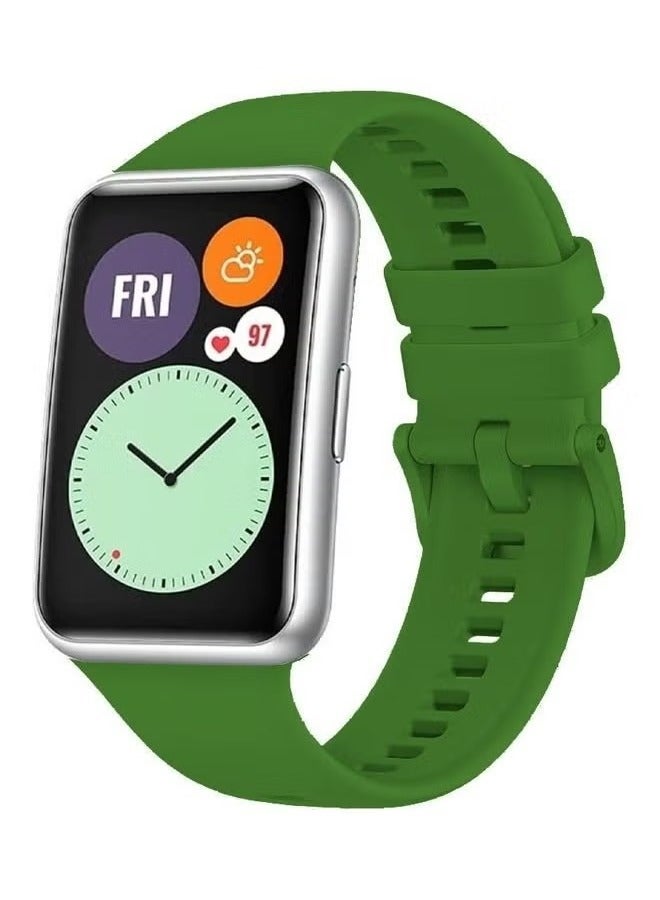 vesus Adjustable Silicone Sport Watch Bands Replacement Wristband Compatible With Huawei Watch Fit 2 Strap Green