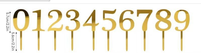 10-Pack Acrylic Number Birthday Cake ToppersSilver Numbers 0-9 Mixed (1 each) Silver Numbers 0-9 Mixed (1 each) 